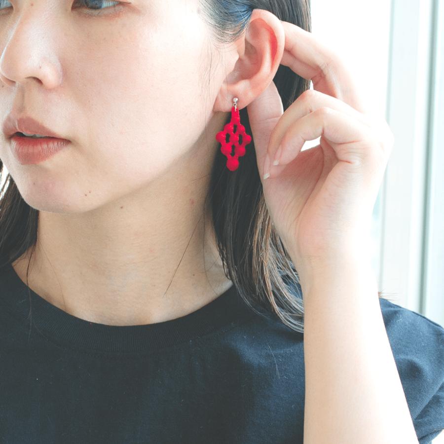 OOO トリプルオゥ アーガイルピアス 刺繍 糸