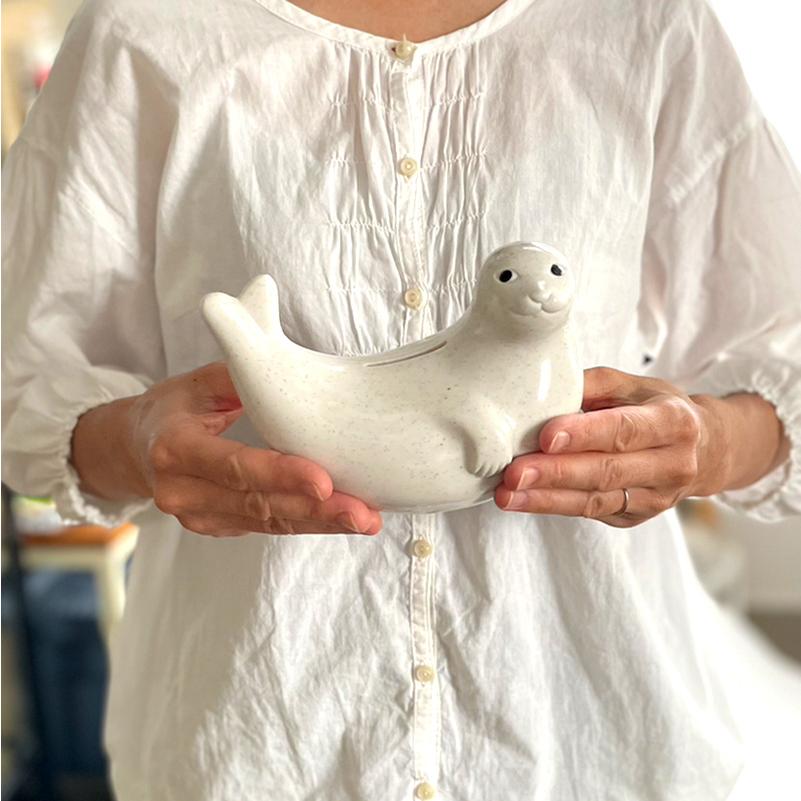 アザラシ 貯金箱 Seal Money Box PLASTEP マフラー スペシャルエディション