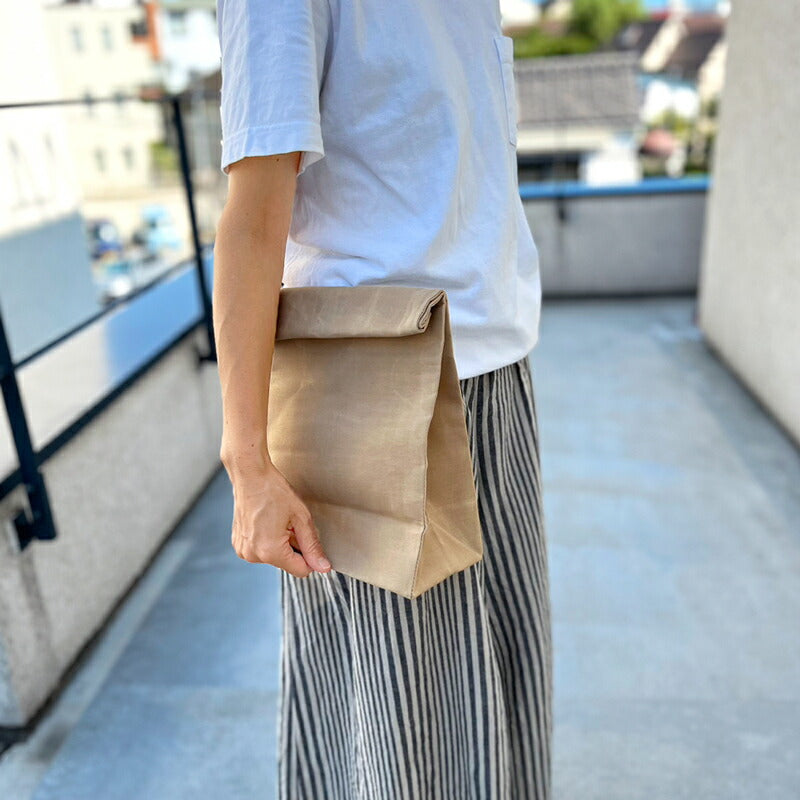 ブラウンキャンバス ペーパーバッグ ナチュラル