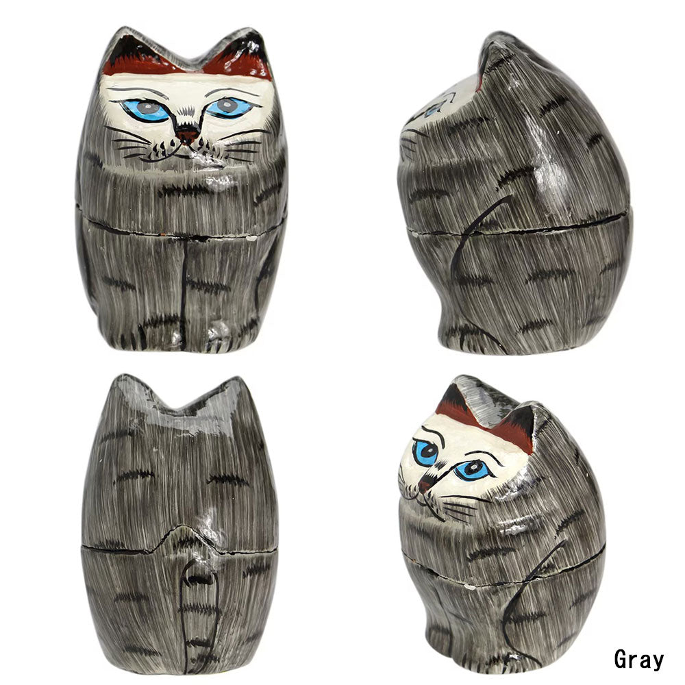 Papier Mache Standing Cat DETAIL パピエ マシェ スタンディング キャット 小物入れ