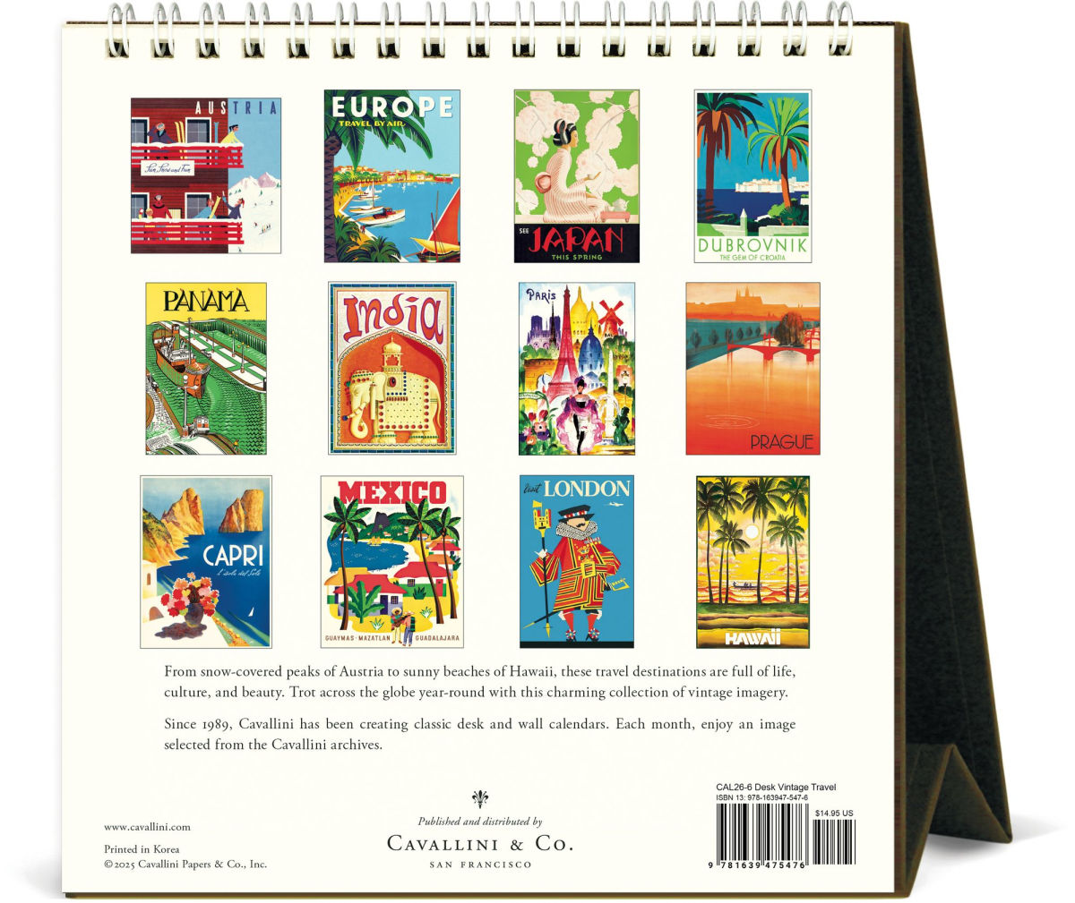 カバリーニ 2026年 カレンダー  VINTAGE TRAVEL ビンテージトラベル  卓上