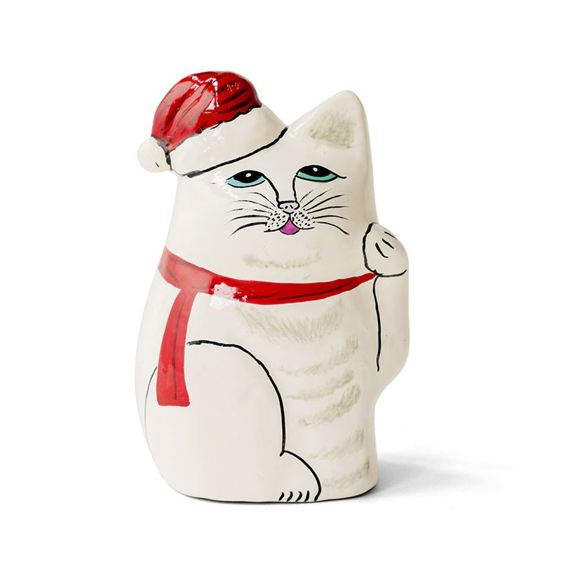 インドの招き猫  クリスマスバージョン アマブロ amabro Xmas Version PAPER MACHE CAT DOLL