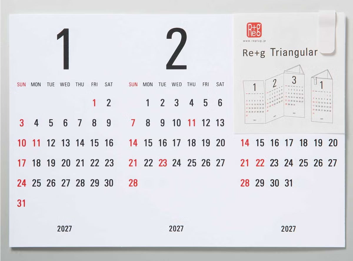 カレンダー 2027 リプラグ トライアングラー 卓上 Re+g