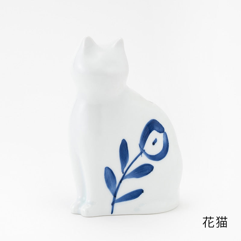 アマブロ　ひがしちか「愛編む磁器猫」 フラワーベース　amabro