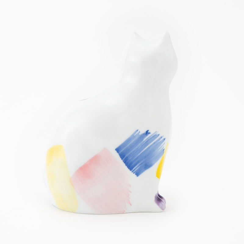 アマブロ　ひがしちか「愛編む磁器猫」 フラワーベース　amabro