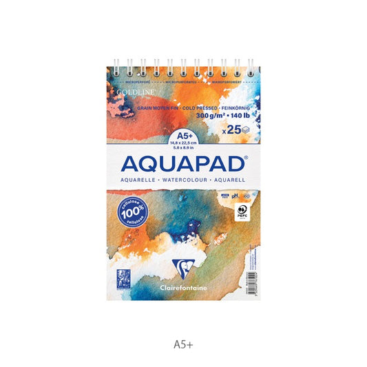 クレールフォンテーヌ AQUAPAD リング綴じ A5 厚口水彩紙