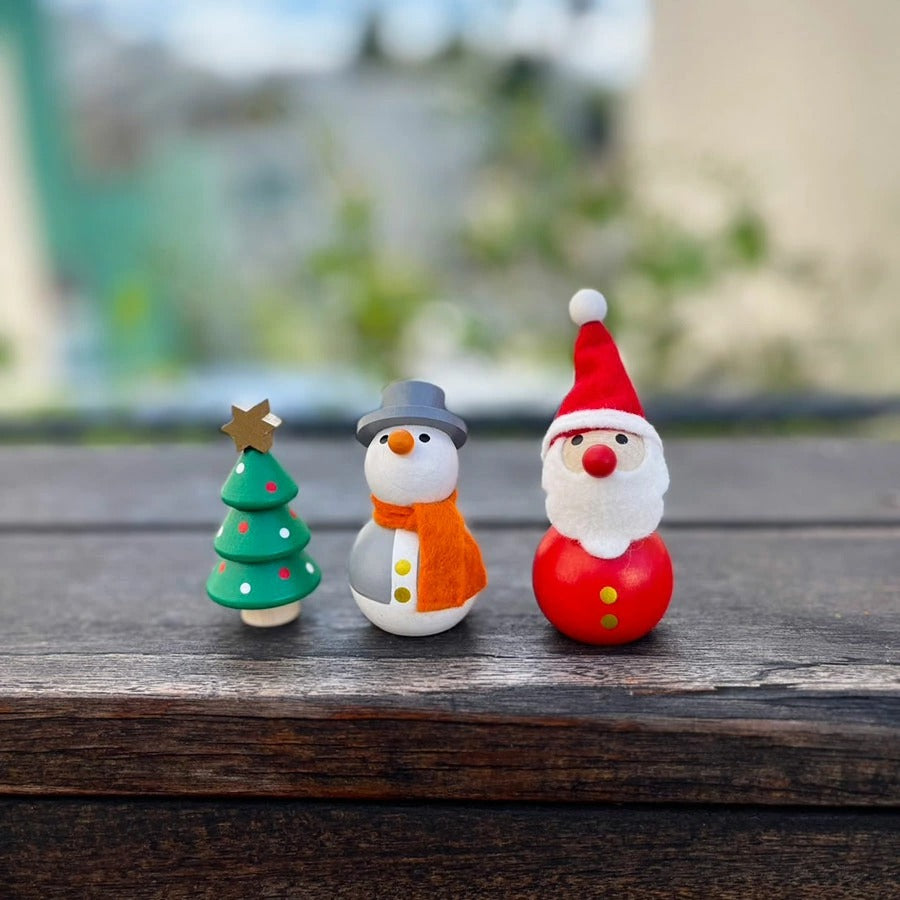 ハラチキ 手のひら人形 クリスマストイ 木製  サンタクロース スノーマン チェコ