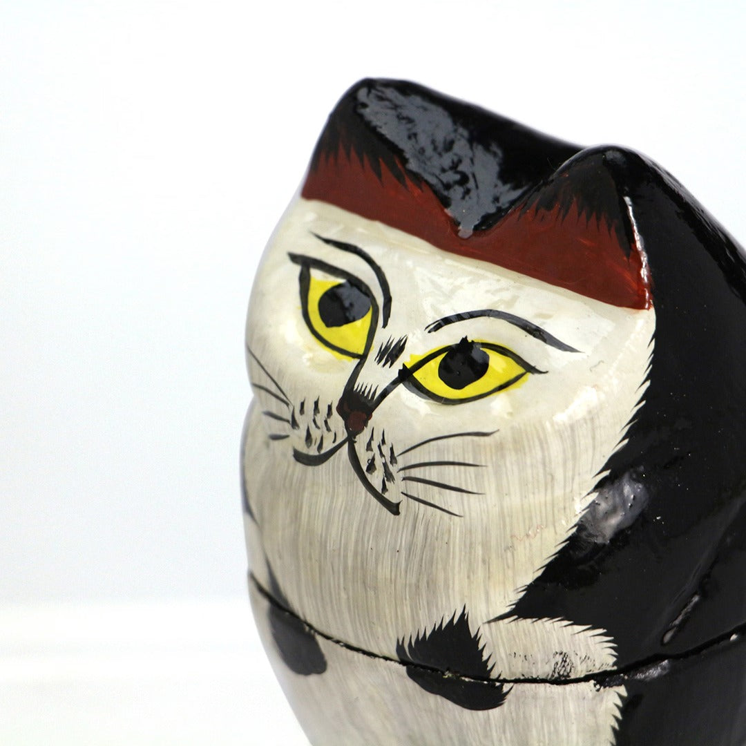 Papier Mache Standing Cat DETAIL パピエ マシェ スタンディング キャット 小物入れ